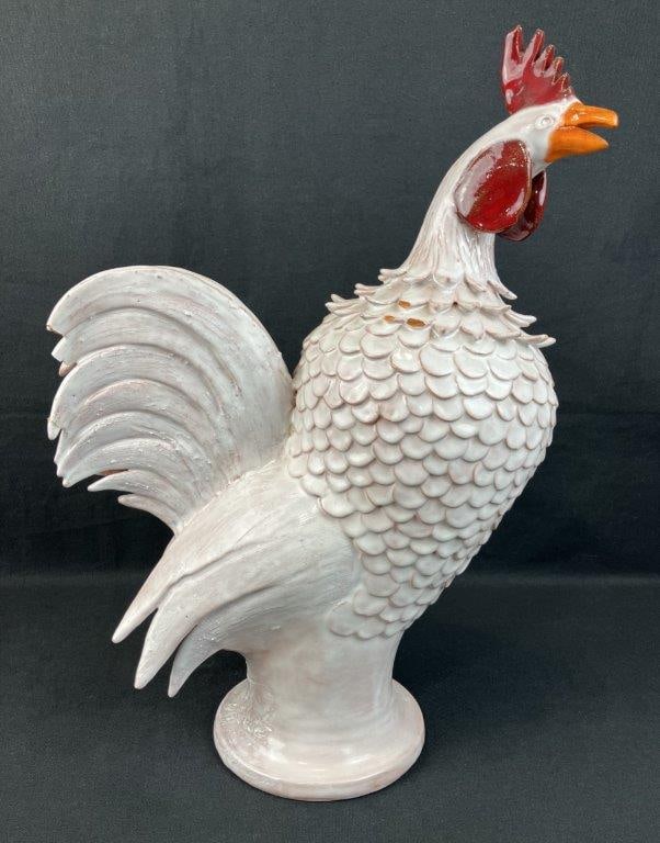 Charlie West Folk Art Pottery Rooster - 8