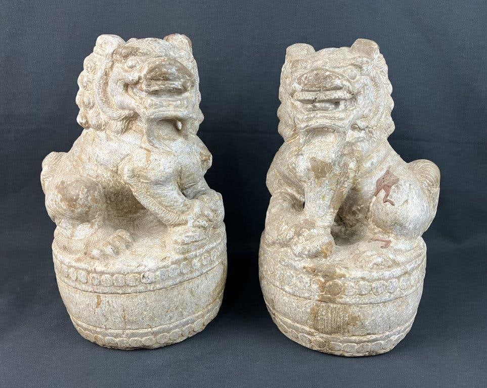 Pair of Ming Dynasty Carved Guardian Lions - 5