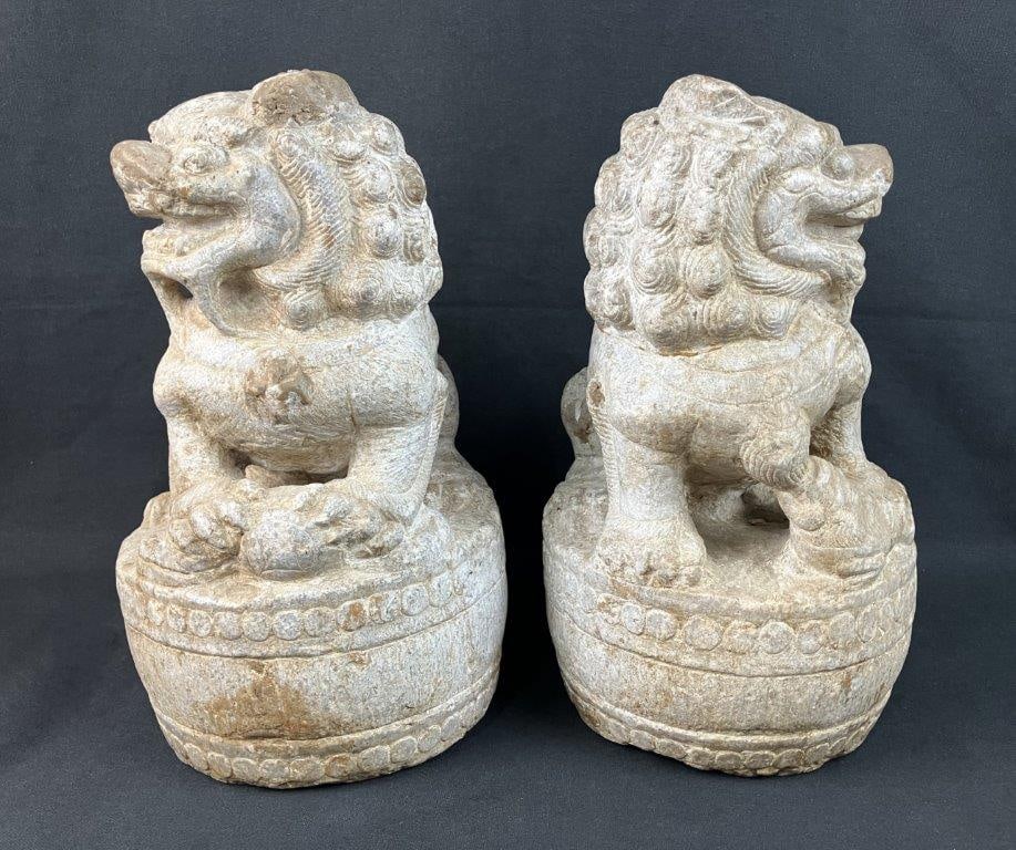 Pair of Ming Dynasty Carved Guardian Lions - 6