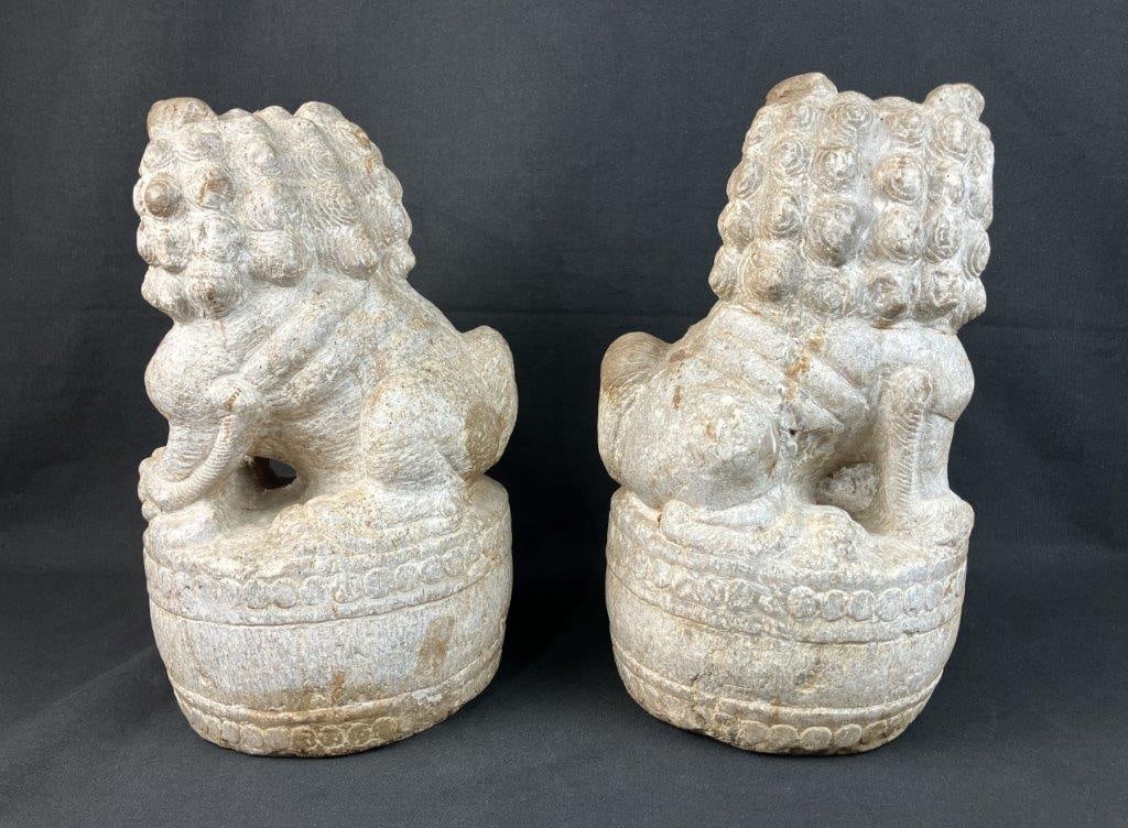 Pair of Ming Dynasty Carved Guardian Lions - 7