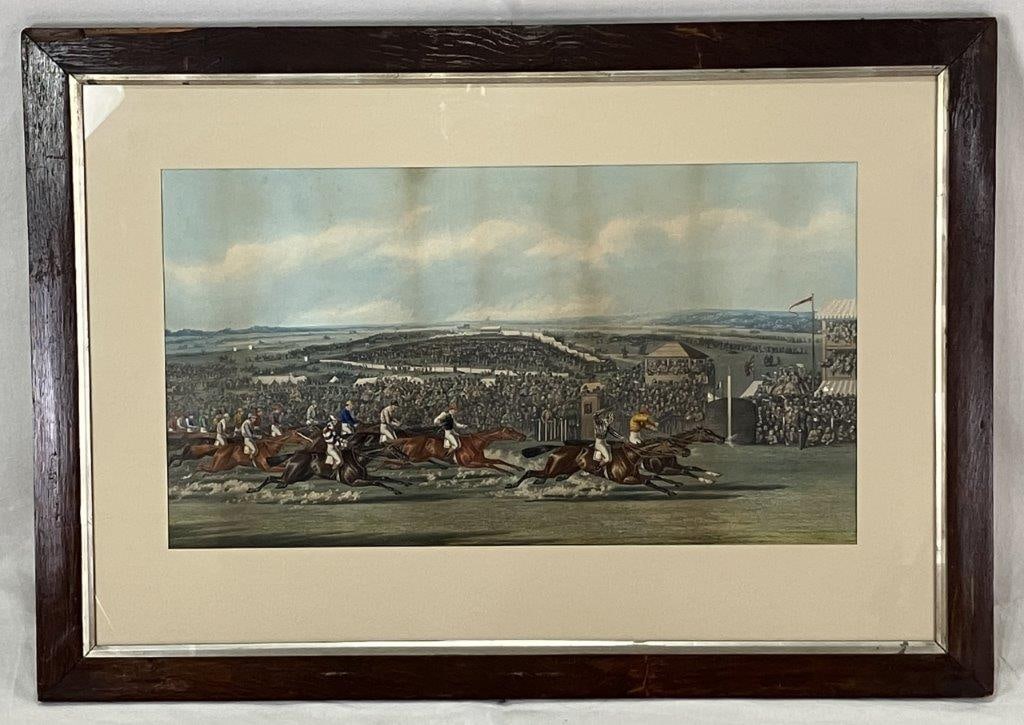 Henry Thomas Alken, The Finish, Hand-colored Engraving: This captivating hand-colored aquatint engraving, titled The Finish, was originally painted by the celebrated English artist Henry Thomas Alken and engraved by William Summers. The scene captures a