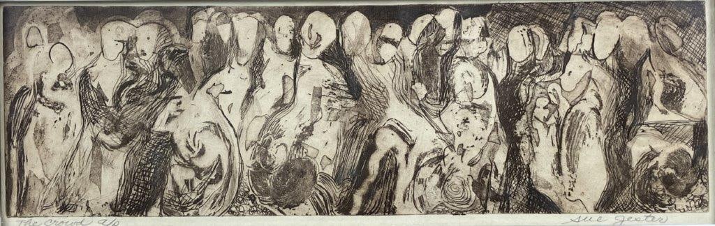 Sue Jester, The Crowd, Etching - 2