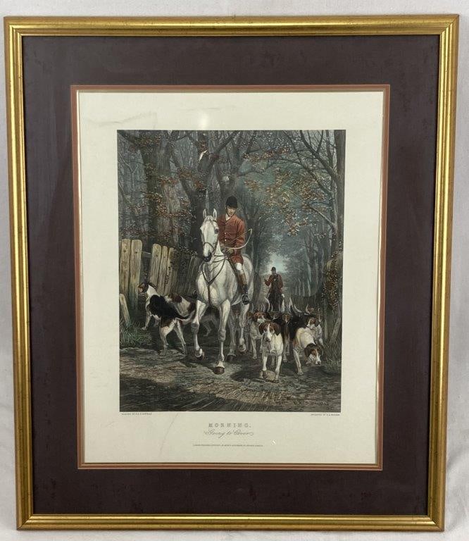 E.A.S. Douglas, Morning. Going to Cover., Hand-colored Engraving (1 of 8)