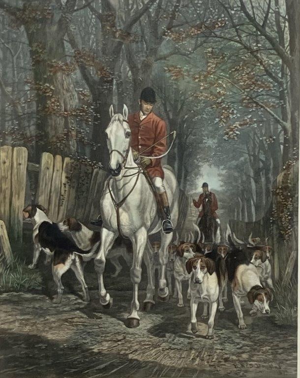 E.A.S. Douglas, Morning. Going to Cover., Hand-colored Engraving - 2
