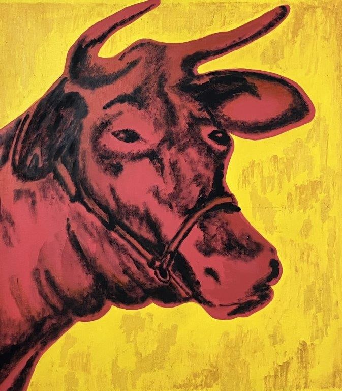 Cow Painting after Andy Warhol, Acrylic - 2
