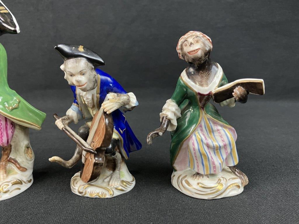 German Volkstedt and Sitzendorf Porcelain Monkey Musical Band - 2