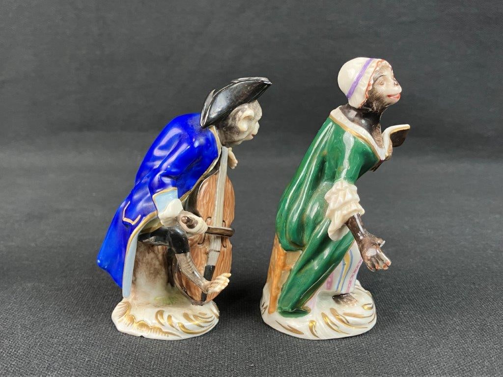 German Volkstedt and Sitzendorf Porcelain Monkey Musical Band - 5