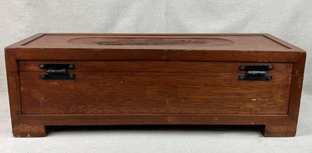 Folk Art Carved Cedar Alligator Chest - 7
