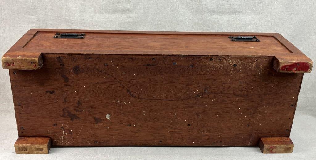 Folk Art Carved Cedar Alligator Chest - 8