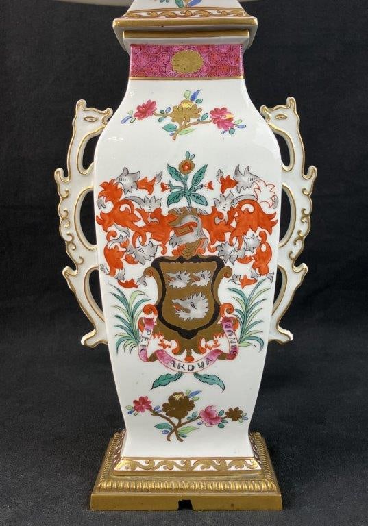 Porcelain de Paris Hand-Painted Armorial Lamp - 2