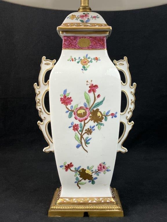 Porcelain de Paris Hand-Painted Armorial Lamp - 4