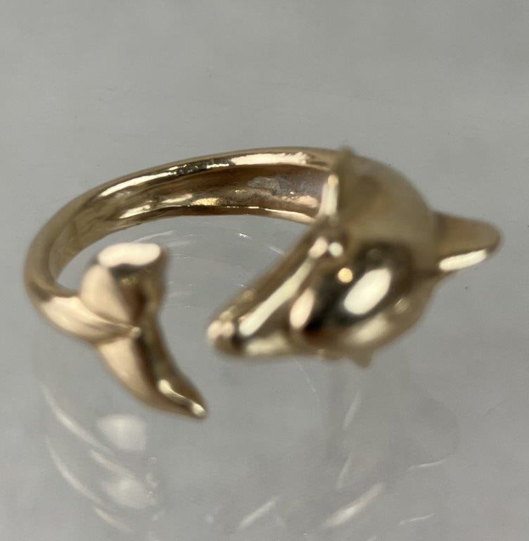 14 KT Gold Dolphin Ring - 3