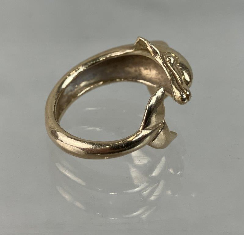 14 KT Gold Dolphin Ring - 4