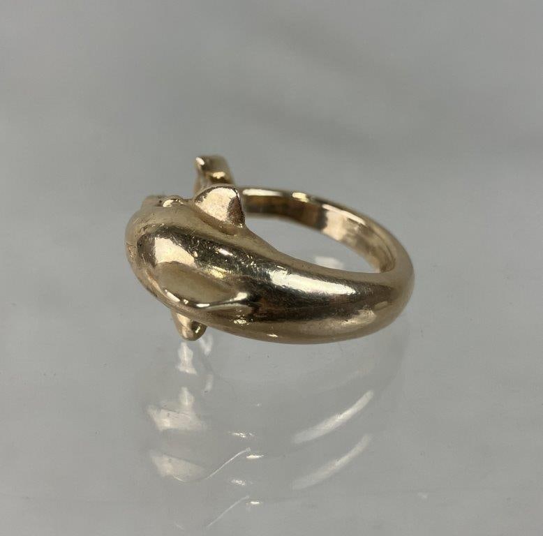14 KT Gold Dolphin Ring - 5