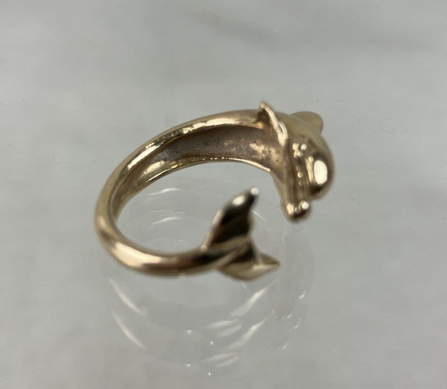 14 KT Gold Dolphin Ring - 6