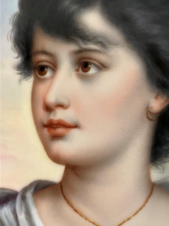 19th Century Hand-Painted Porcelain Portrait Plaque - 3