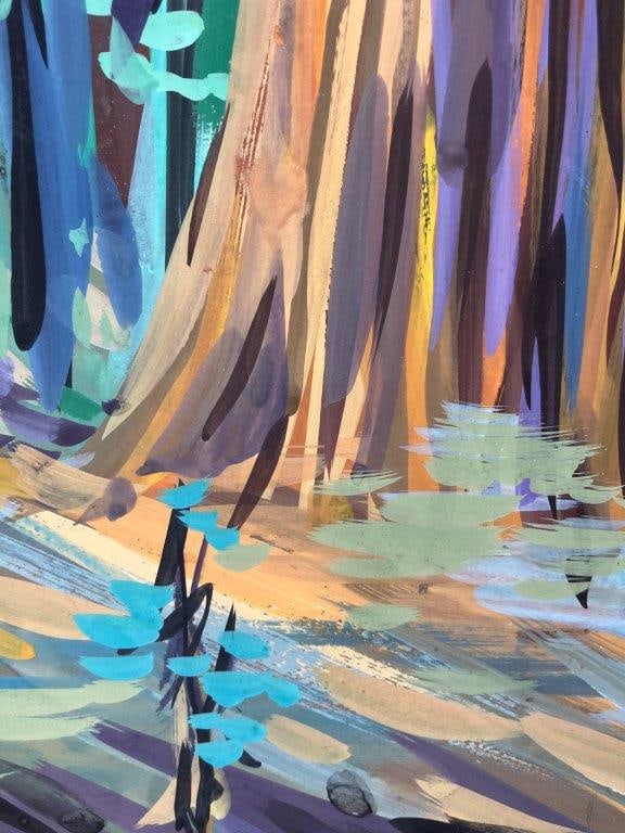 Mid-Century Modern, Forest Landscape, Gouache Painting - 3