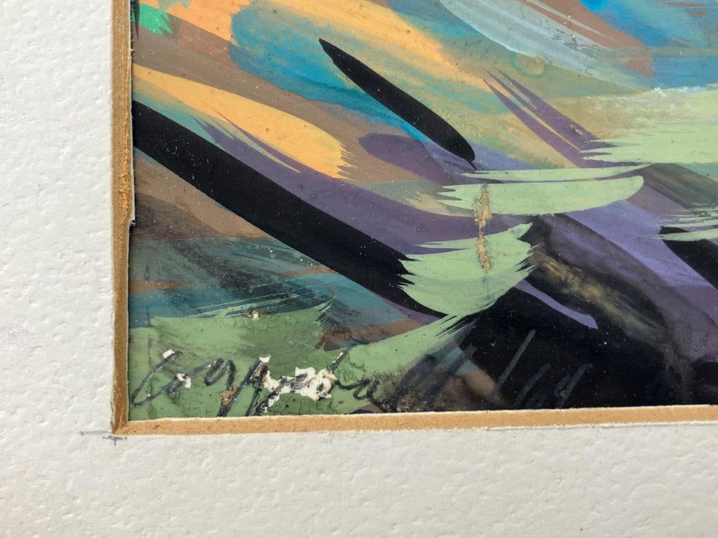 Mid-Century Modern, Forest Landscape, Gouache Painting - 4