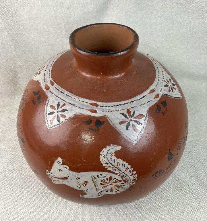 Mexican Painted Terracotta Vase - 4