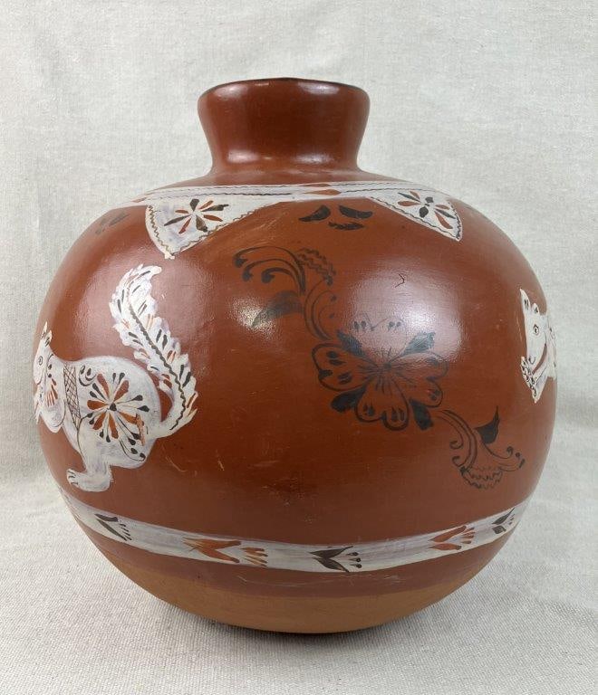 Mexican Painted Terracotta Vase - 6