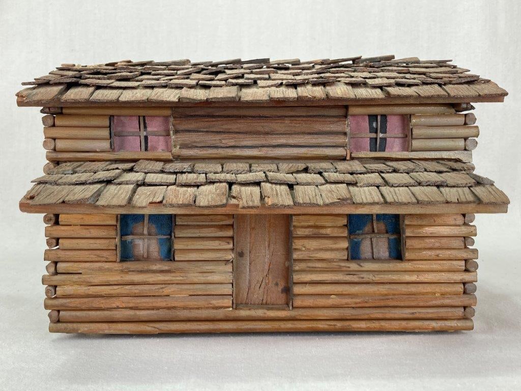 Folk Art Log Cabin Jewelry Box - 5