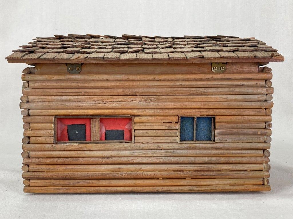 Folk Art Log Cabin Jewelry Box - 7