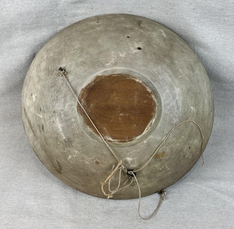 Folk Art Painted Winter Landscape Dough Bowl - 8