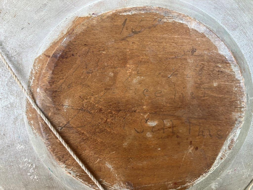 Folk Art Painted Winter Landscape Dough Bowl - 9