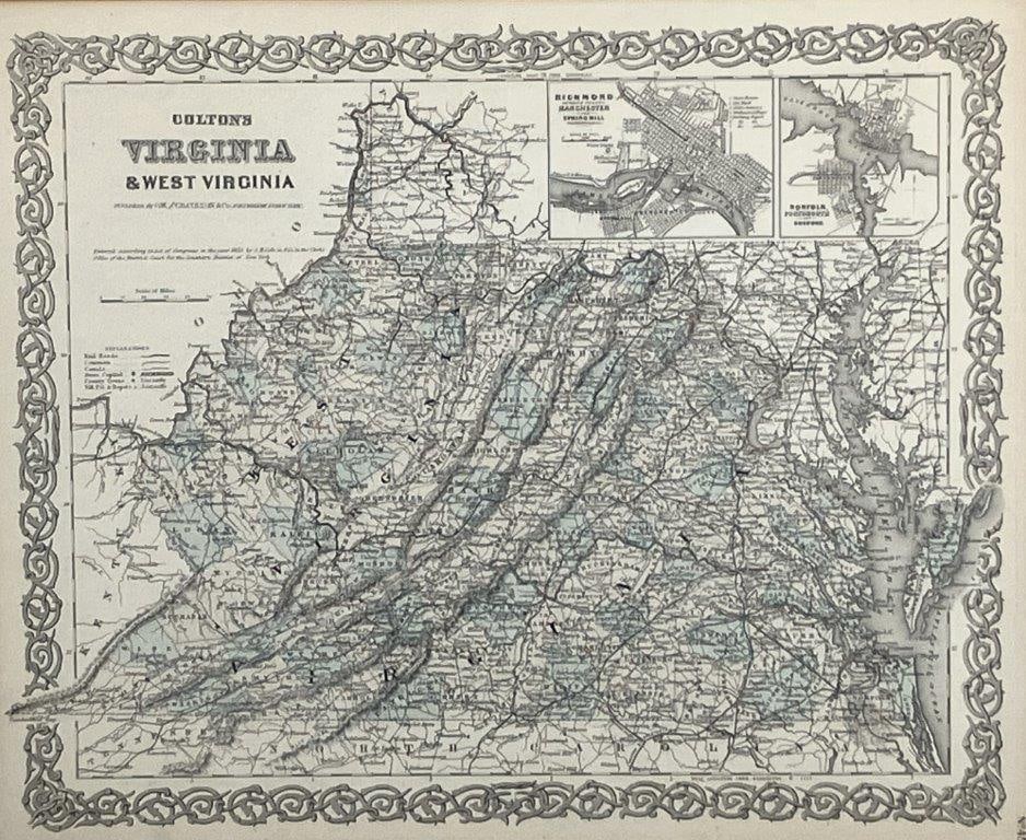 19th-Century Colton's Map of Virginia and West Virginia - 2