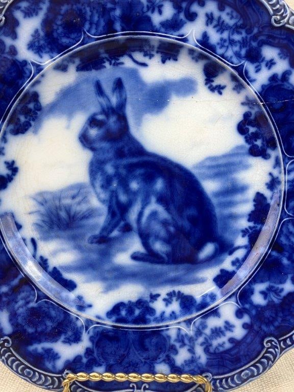 Ridgways Flow Blue Rabbit Plate - 2