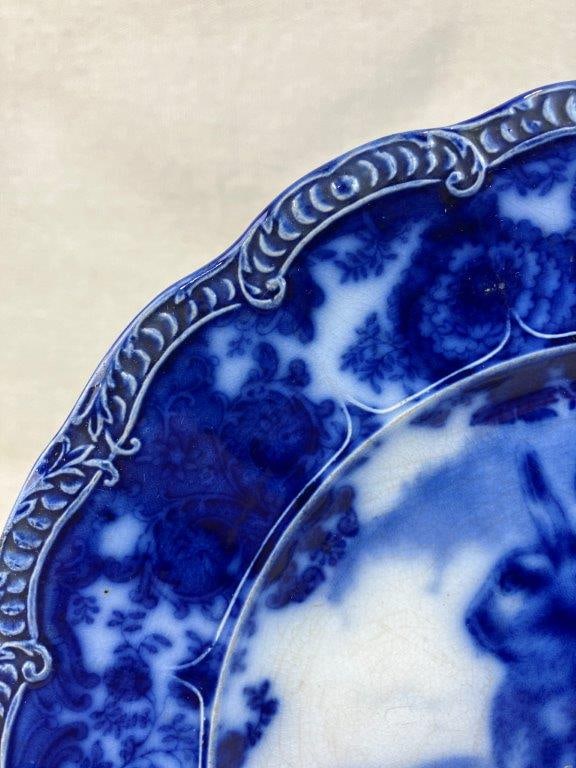 Ridgways Flow Blue Rabbit Plate - 3