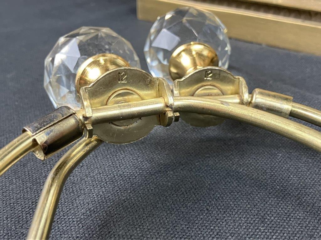 Pair of Neoclassical Style Brass and Glass Columnar Lamps - 3