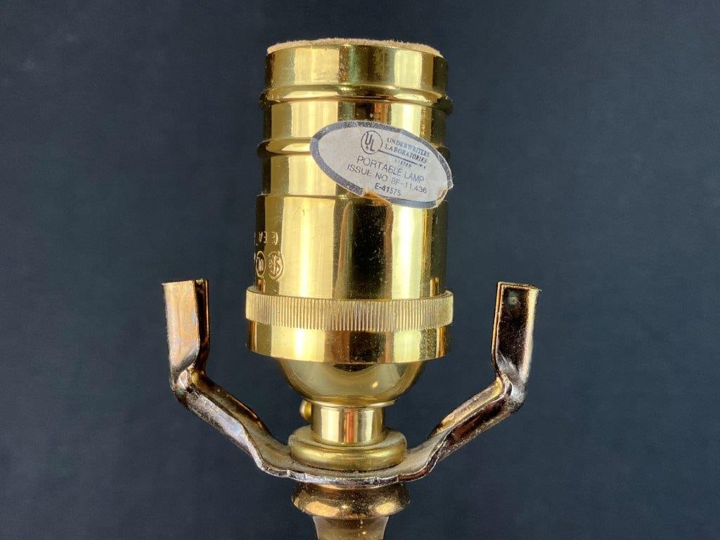 Pair of Neoclassical Style Brass and Glass Columnar Lamps - 7