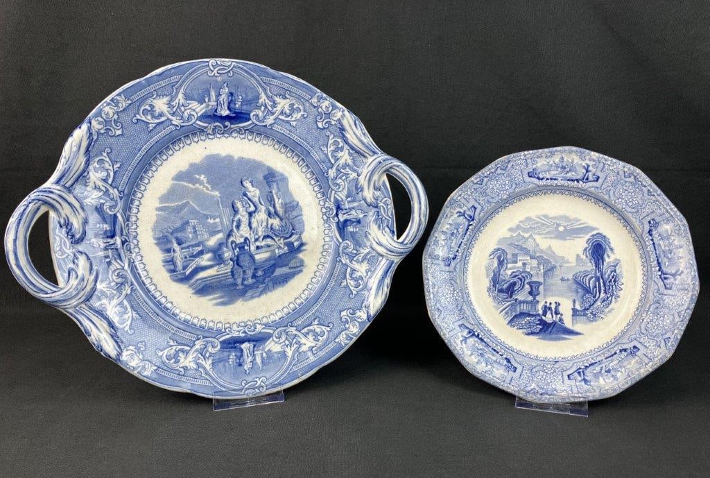 J. Wedgwood Blue and White Ironstone Plate and Additional Plate (1 of 8)