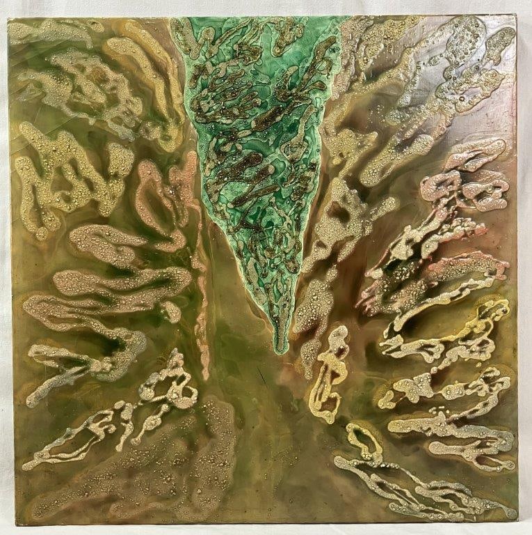 Barbara Rae Schaefer, Abstract, Encaustic Painting: Striking abstract work by American artist Barbara Rae Schaefer (b. 1950) exemplifies the artist's mastery of the encaustic medium, utilizing a sophisticated drip technique to create a rich, textural