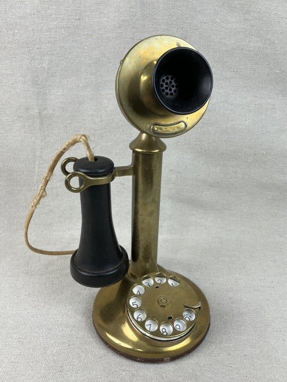 Early 20th-Century Brass Candlestick Rotary Telephone (1 of 12)