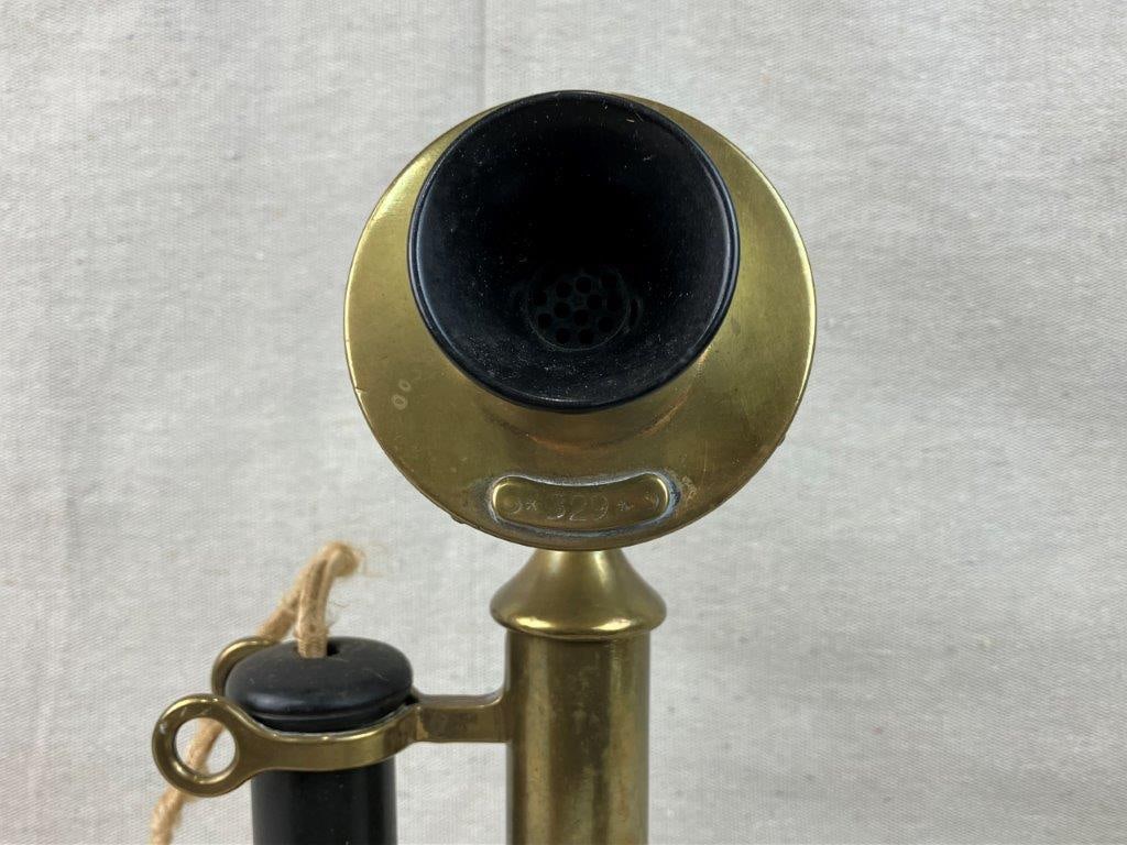 Early 20th-Century Brass Candlestick Rotary Telephone - 3