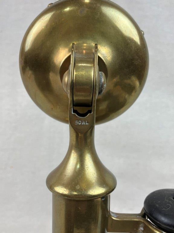 Early 20th-Century Brass Candlestick Rotary Telephone - 7