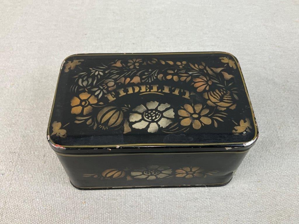 Two Black Toleware Floral Boxes - 10