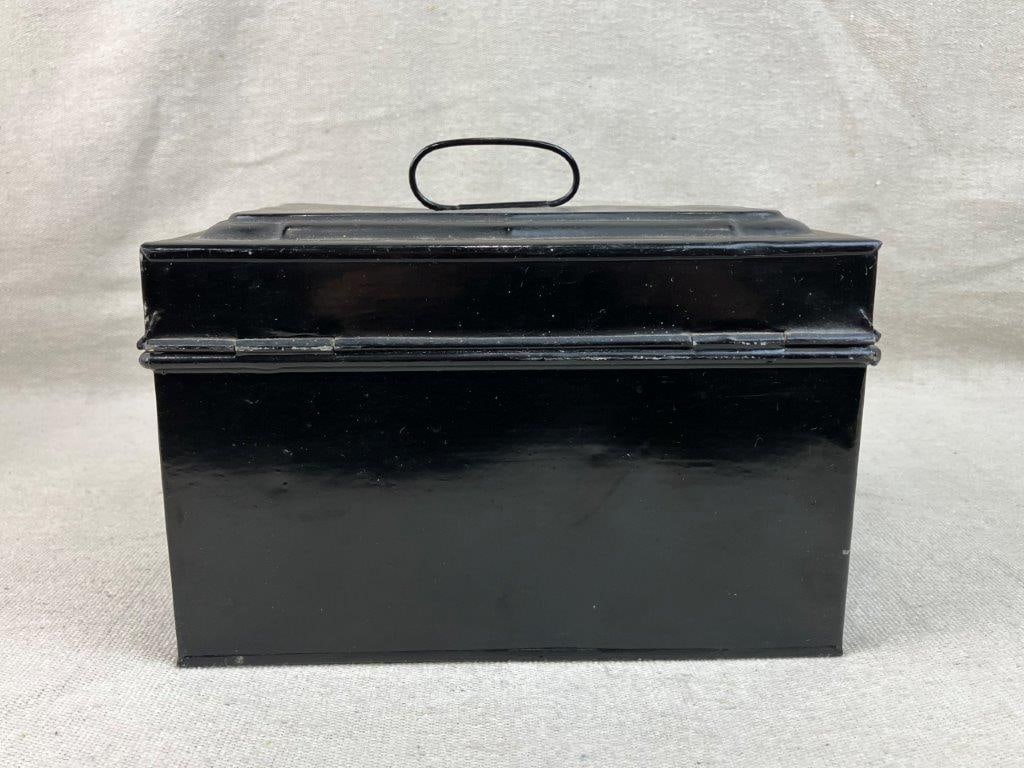 Two Black Toleware Floral Boxes - 6