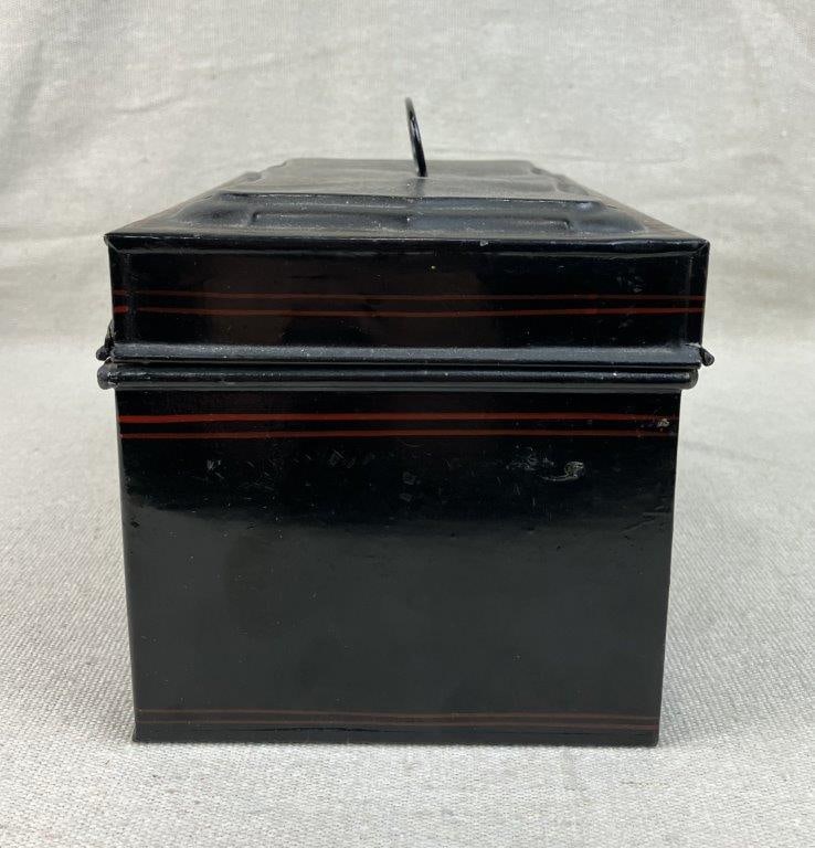 Two Black Toleware Floral Boxes - 7