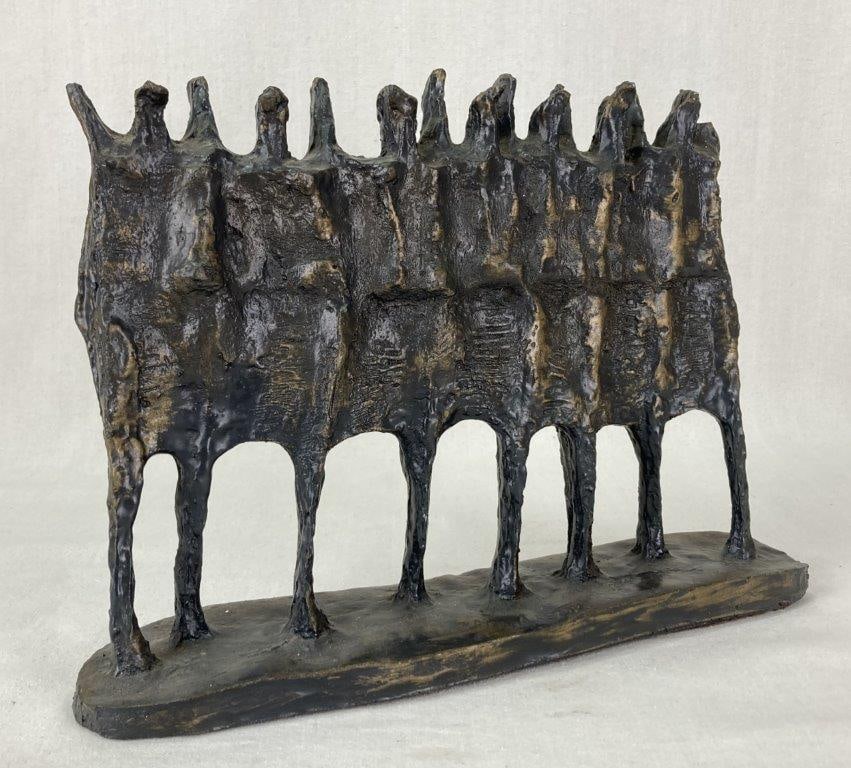 Krishna Reddy, The Vision, Cast Resin Sculpture: A mid-century modern brutalist sculpture by Krishna Reddy titled "The Vision," originally created around 1968-1969. The piece was inspired by Reddy's firsthand experience marching alongside student