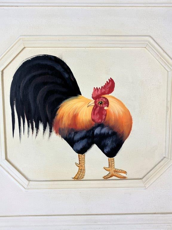 Hand Painted Rooster Panel Screen - 3