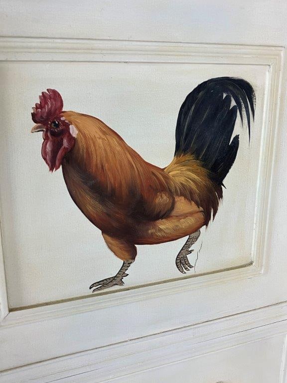 Hand Painted Rooster Panel Screen - 4