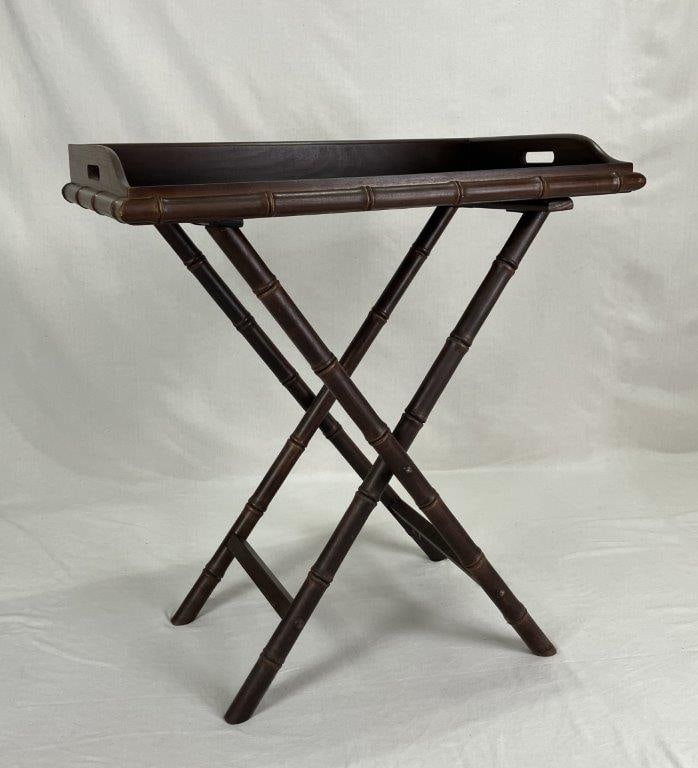 Mid Century Modern Faux Bamboo Tray Table (1 of 7)