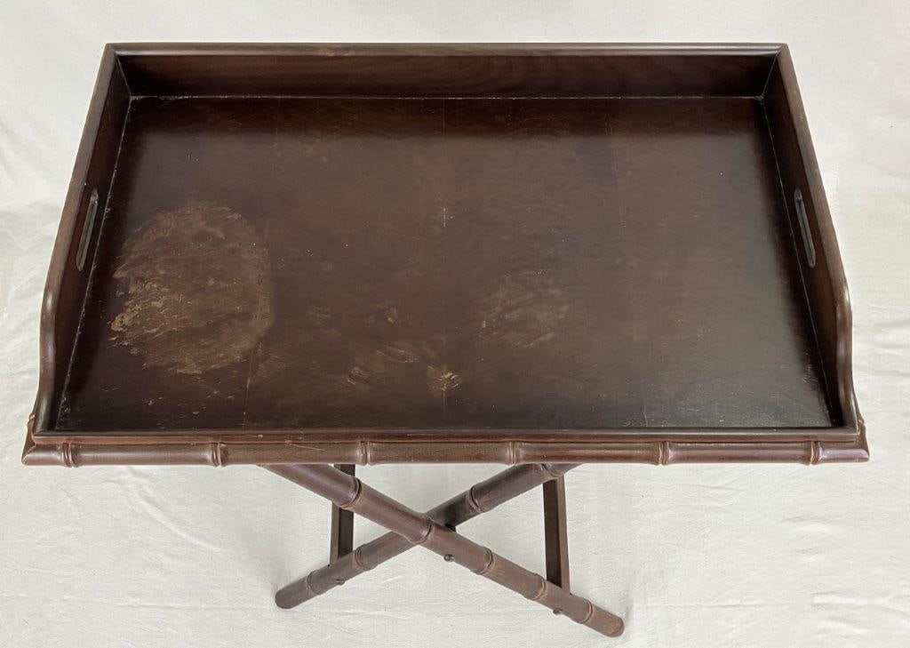 Mid Century Modern Faux Bamboo Tray Table - 2