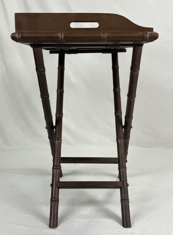Mid Century Modern Faux Bamboo Tray Table - 4