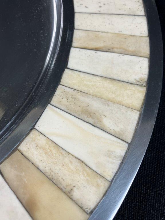 Polished Pewter and Mosaic Bone Charger Plate - 3