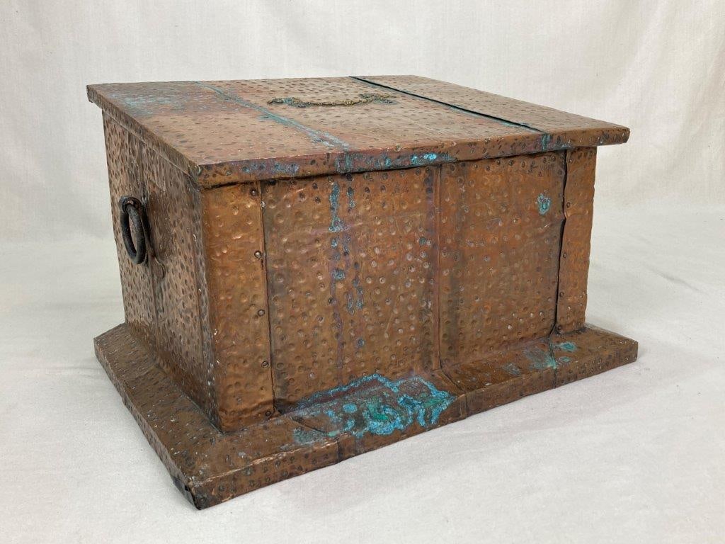 Arts and Crafts Hammered Copper Kindling Box (1 of 8)