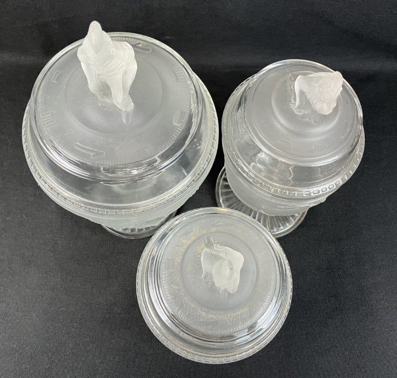 Three-Piece Assortment L.G. Wright Westward Ho Covered Glass Tableware - 7